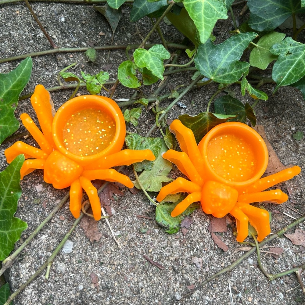 Orange Spider-Shaped Candle Holders/HANDMADE RESIN